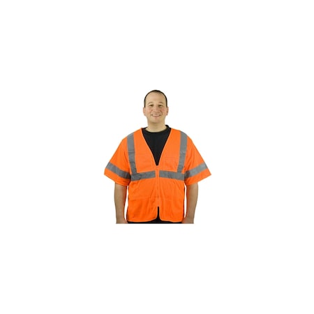 Pip CLASS 3 MESH VEST4 POCKETS ZIPPER CLOSURE, PK 50 303-MVGZ4P-OR/M